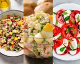 Tres ensaladas espectaculares: quinoa con aguacate, ensaladilla rusa y caprese. ¡Ideas para 10 ensaladas deliciosas!
