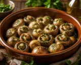 Champiñones al horno, listos para servir. El tiempo y temperatura perfectos para esta delicia.