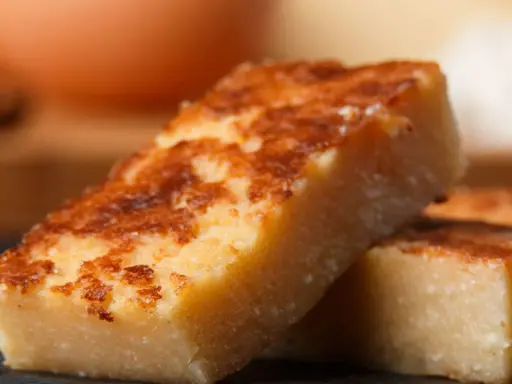 Dos porciones de quesada pasiega, un postre tradicional con una corteza dorada y un interior tierno.