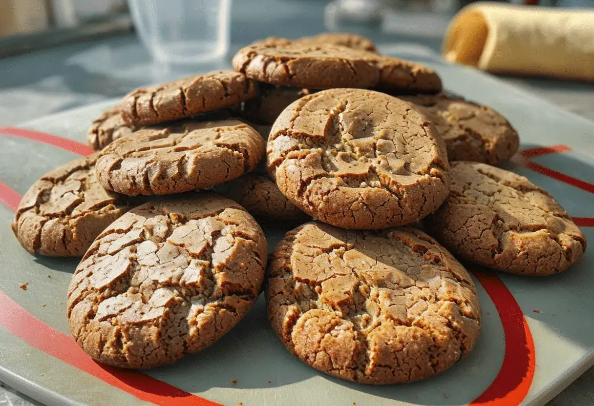 Mont&oacute;n de galletas de ma&iacute;z crujientes y doradas, con grietas en la superficie, apiladas sobre una tabla.